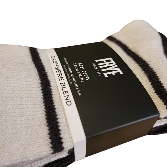 Frye Cashmere Blend 2pr Boot Socks Brown Beige Striped New - Picture 4 of 5